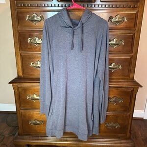 Gray Long Sleeve Hoodie Dress